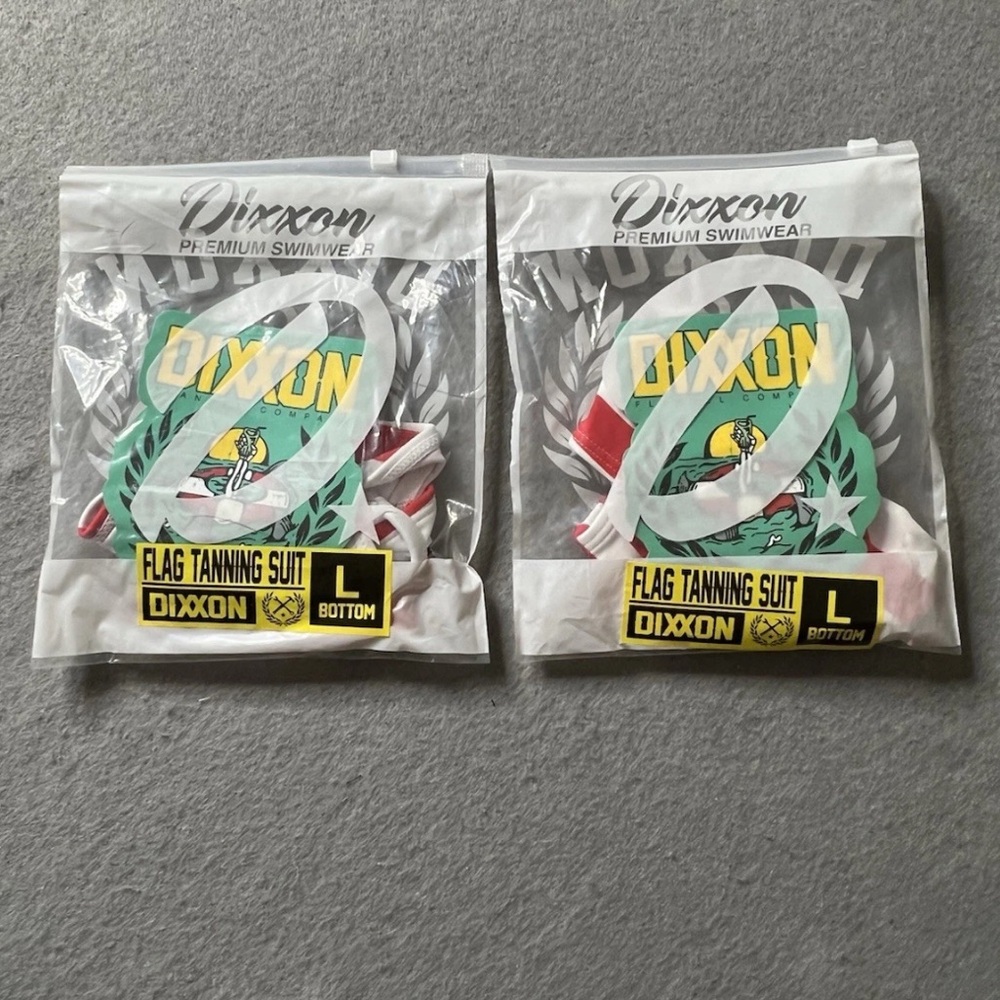 NEW Dixxon Swimwear Bottoms Bikini Womens Large (8) Lot of 2 Flag Tanning Suit - Picture 3 of 4